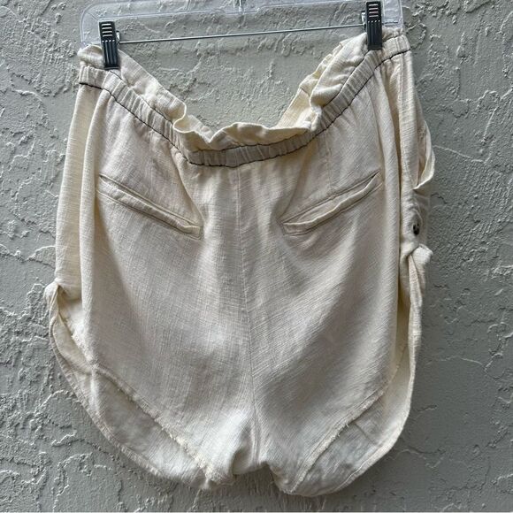 ANTHROPOLOGIE Linen Shorts Women Large Belted Relaxed Neutral Beach Resort - Picture 8 of 10
